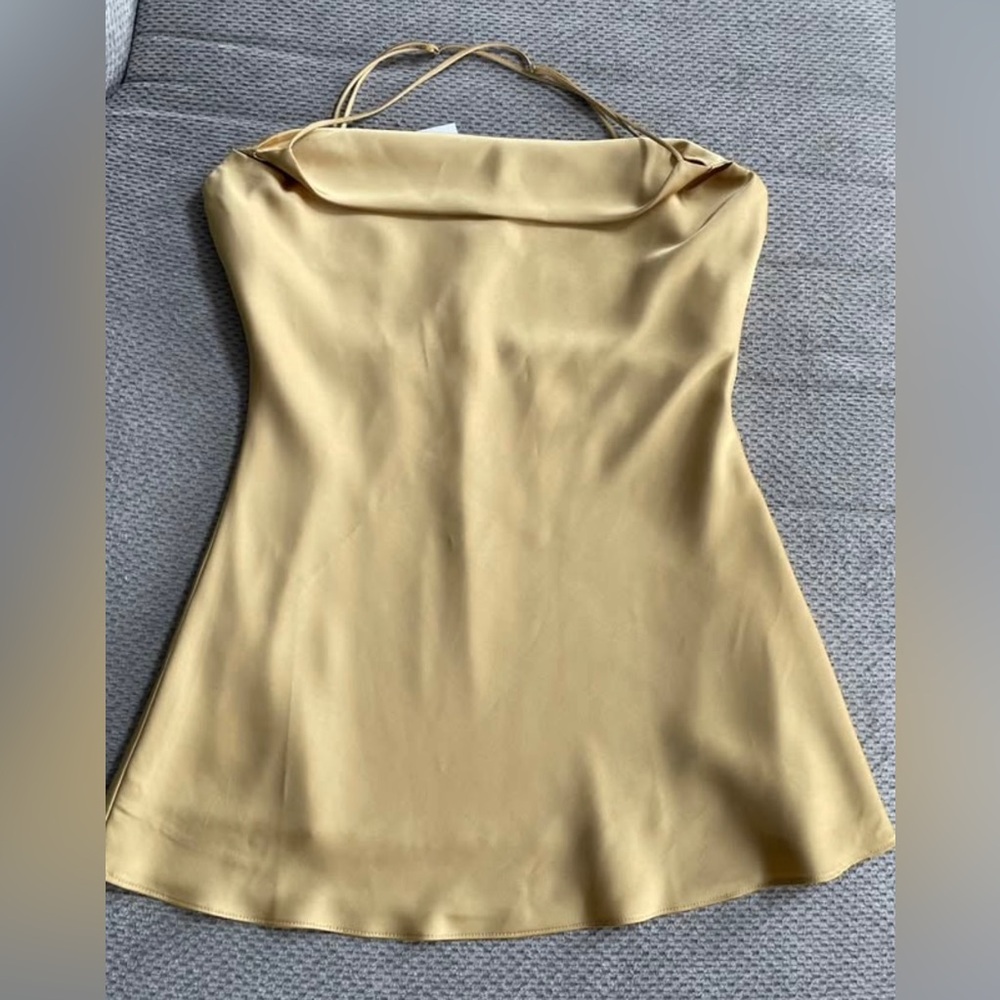 Size small Sage Gold Satin Halter Camisole